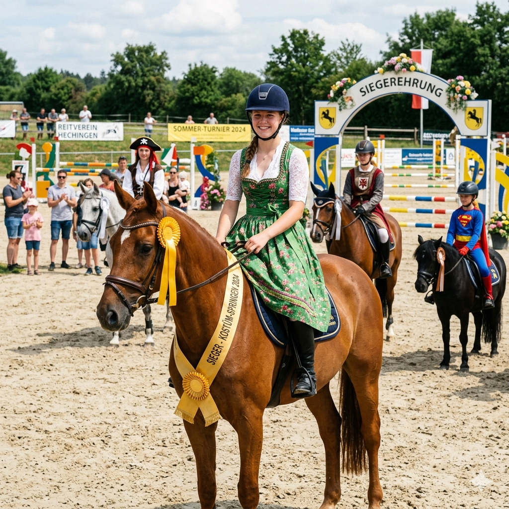 KI Bild: Bild von jugendlicher Reiterin im Dirndl